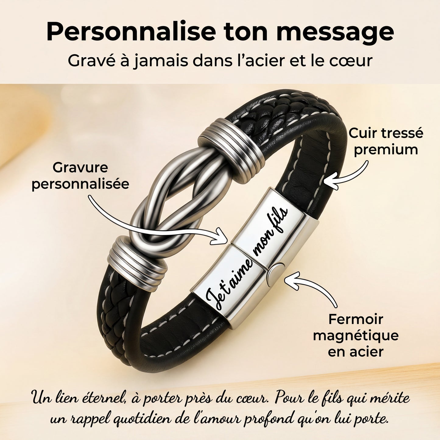 À MON FILS - BRACELET EN CUIR