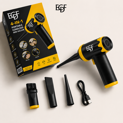 Mini vacuum with its attachment kit