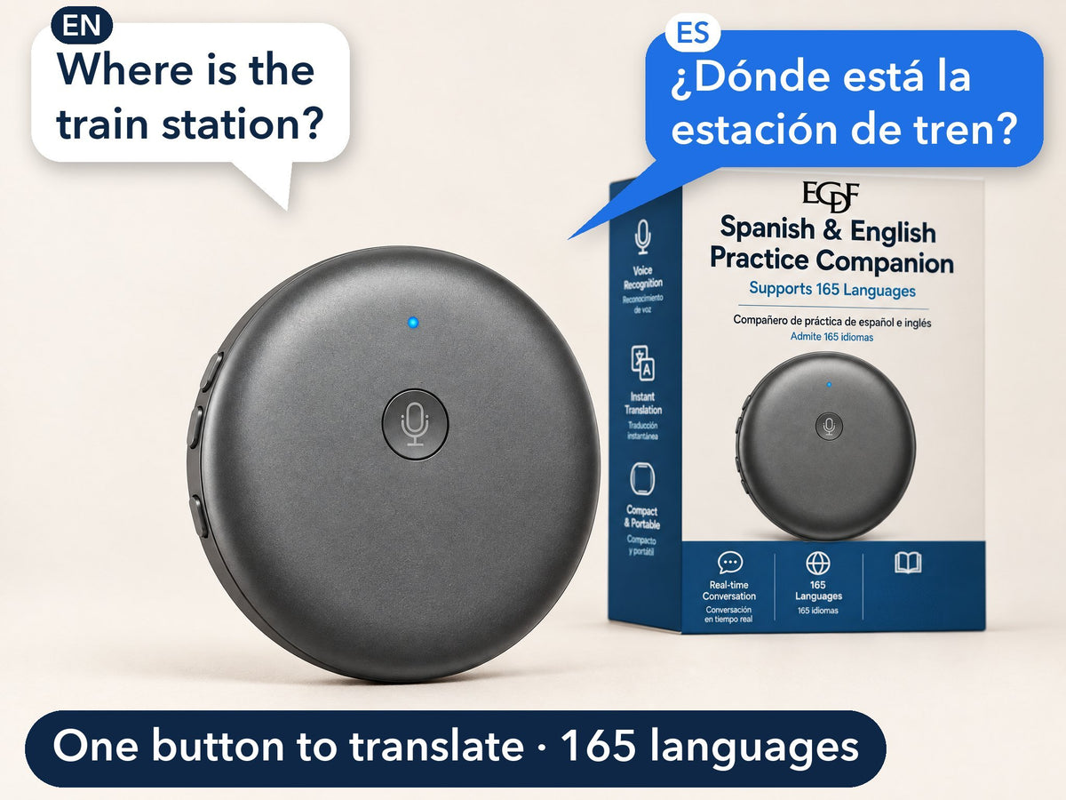 ECDF AI Translator with its box, an English question and its Spanish translation in speech bubbles