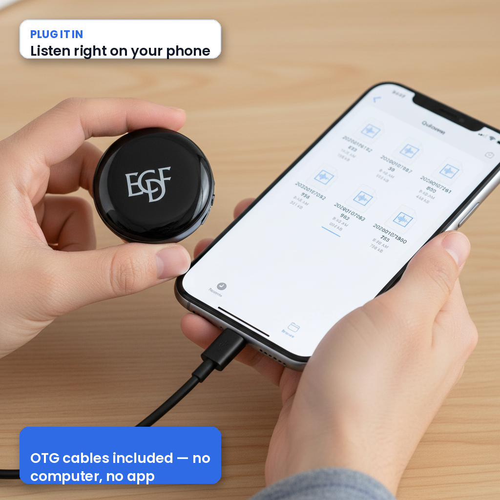 Ultra-Compact Magnetic Voice Recorder (One-Touch & OTG Included)